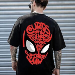 Men's Black & White Friendly Neighborhood Spiderman  T_Shirt